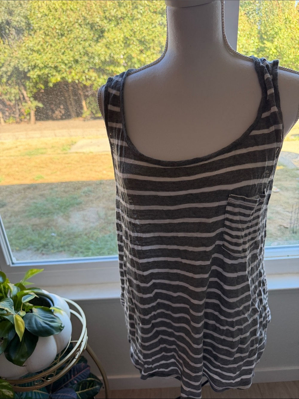 torrid Gray and White Striped Scoop Neck Tank